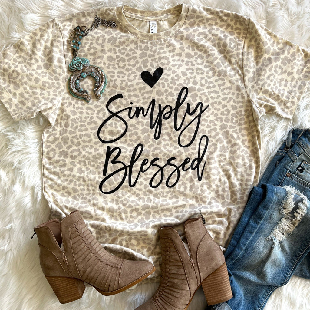 Simply Blessed Cream Leopard Tee
