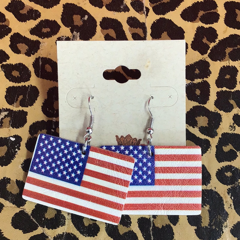 Ear189 American Flag Earrings