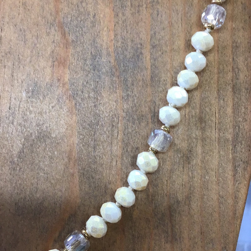 Gold bead stone pendant necklace Nck213