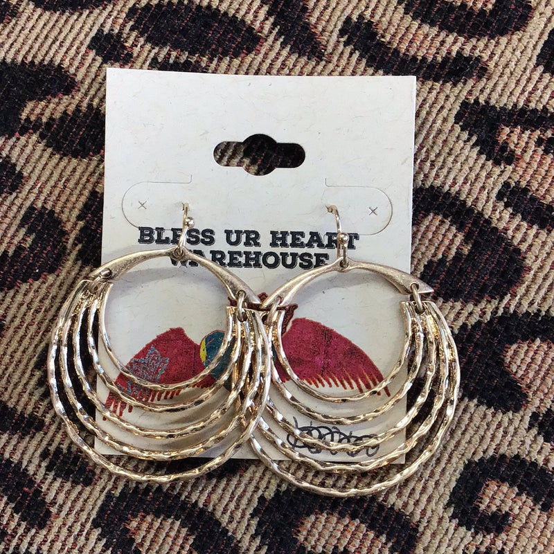 Ear923 Gold tiered hoops