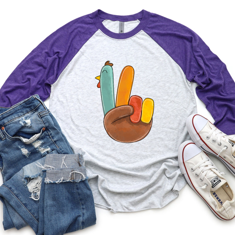 Colorful Peace Turkey Raglan