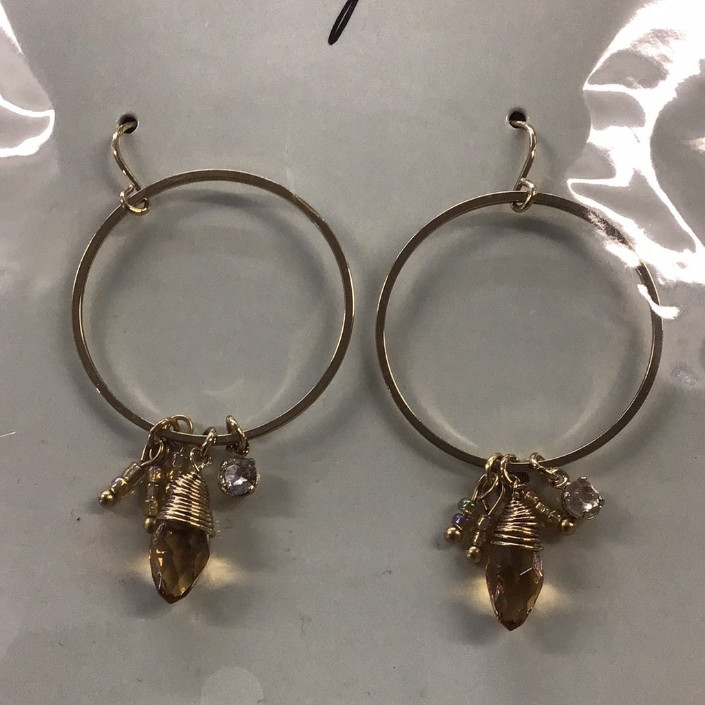 Ear928 Gold Dangle Hoops Earrings