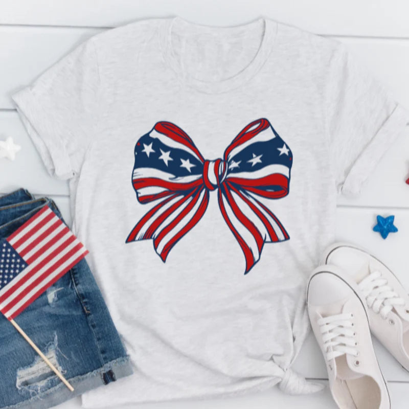 Patriotic Coquette Bow TEE Mommy & Me Matching