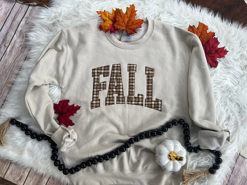 Fall Appliqué Plaid Sweatshirt