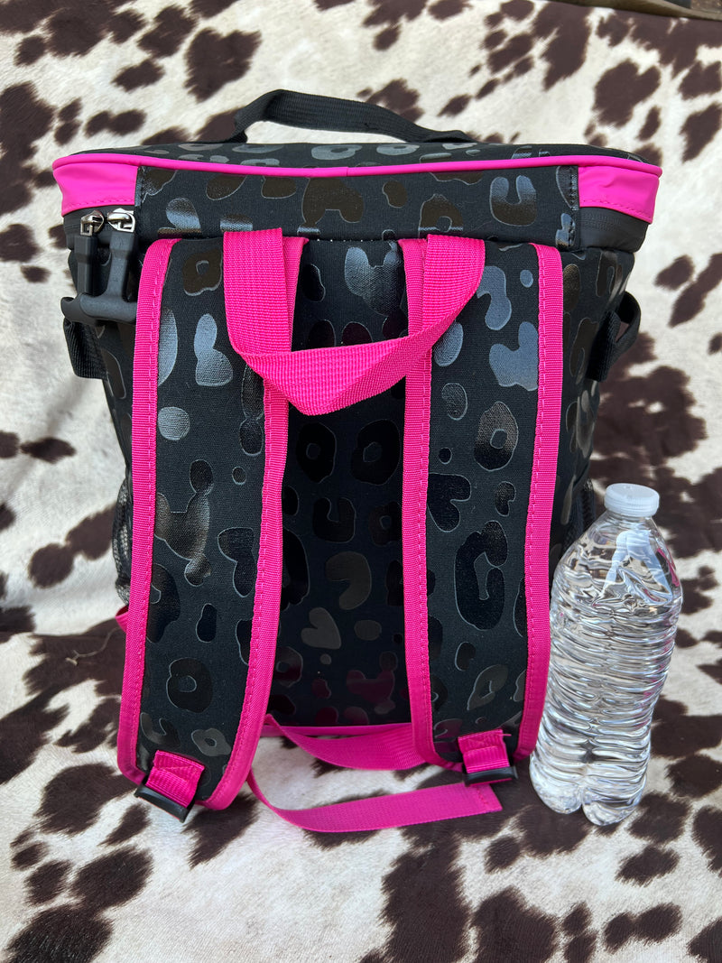Black Leopard Backpack Cooler