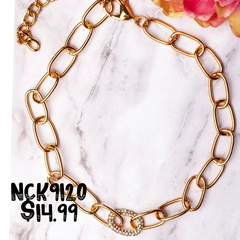 Gold Paper Clip  Necklace Nck9120