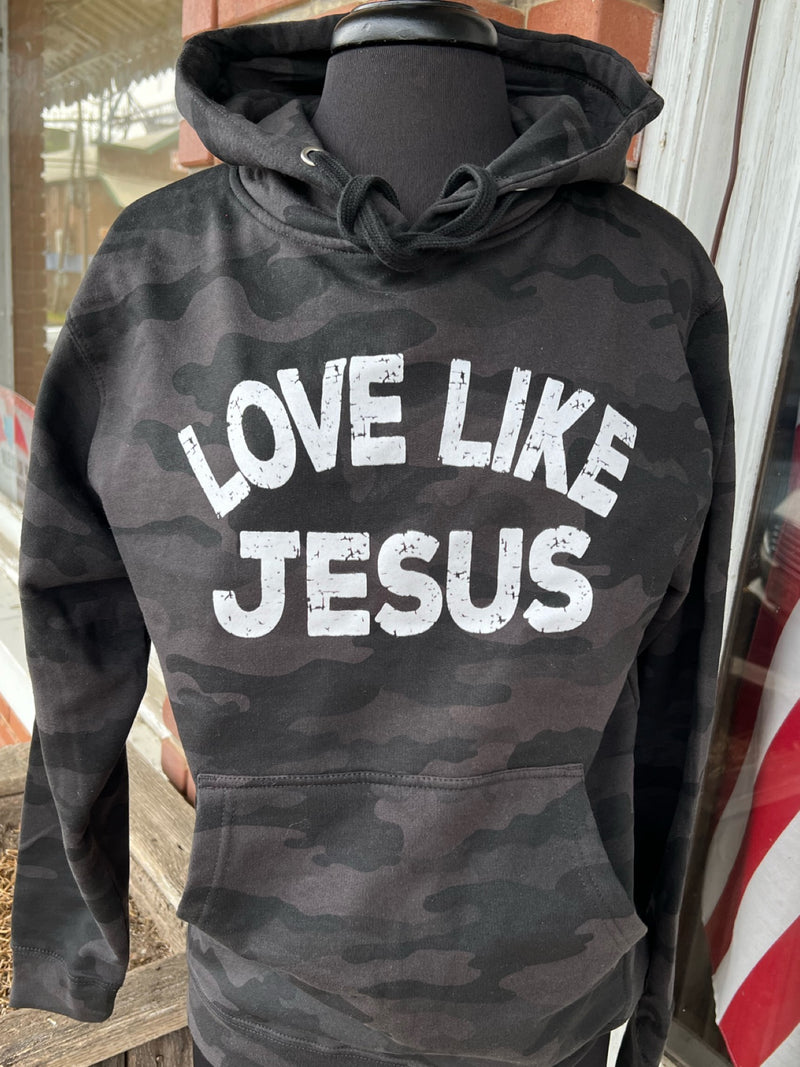 Love Like Jesus Black Camo Hoodie