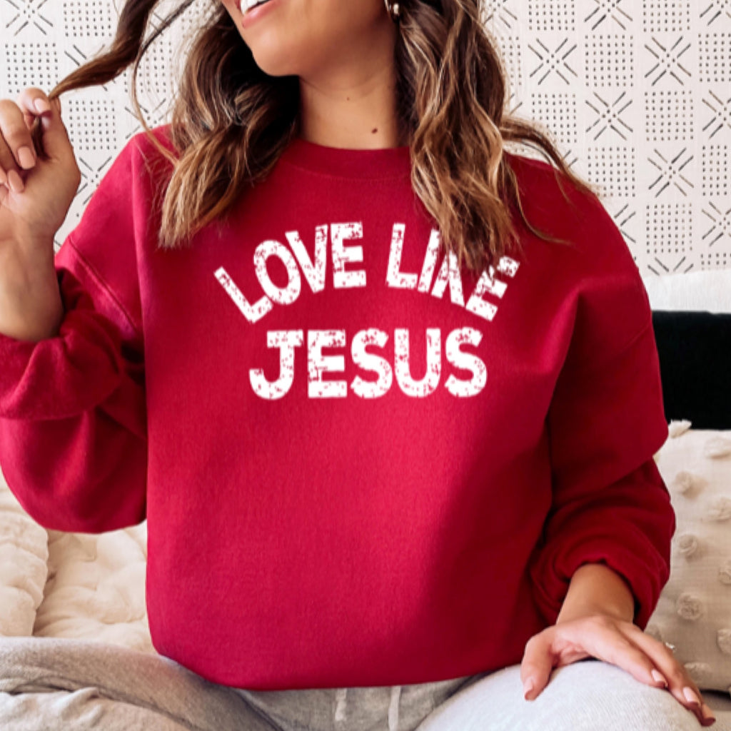 Love Like Jesus Red Crew Sweatshirt
