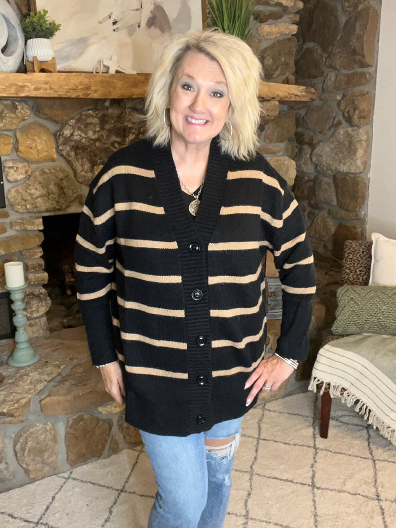 Classic Stripes Button Cardigan