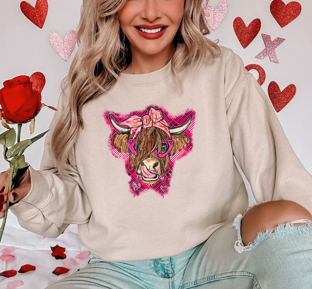 Highland Cow Valentine Sweatshirt
