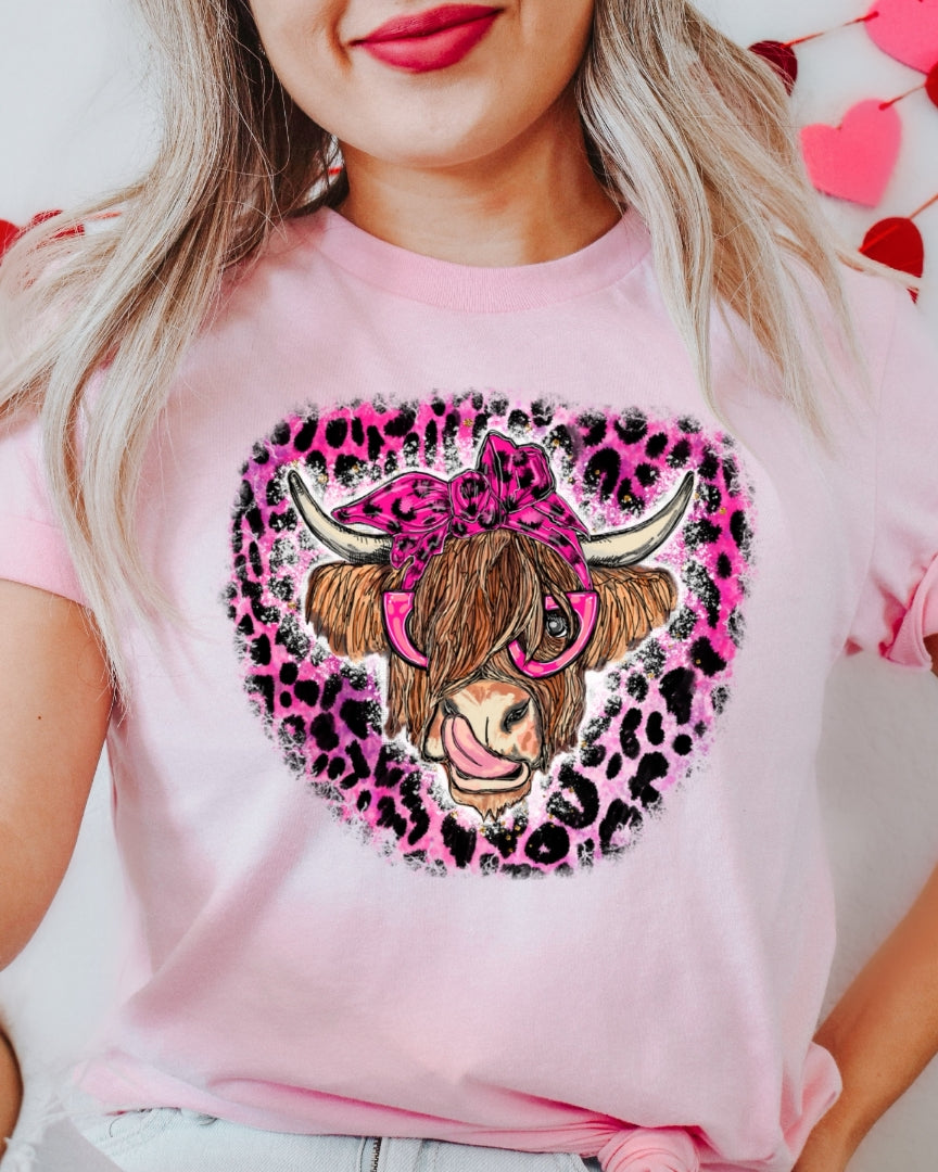 Cutest Cow Leopard Valentine Tee