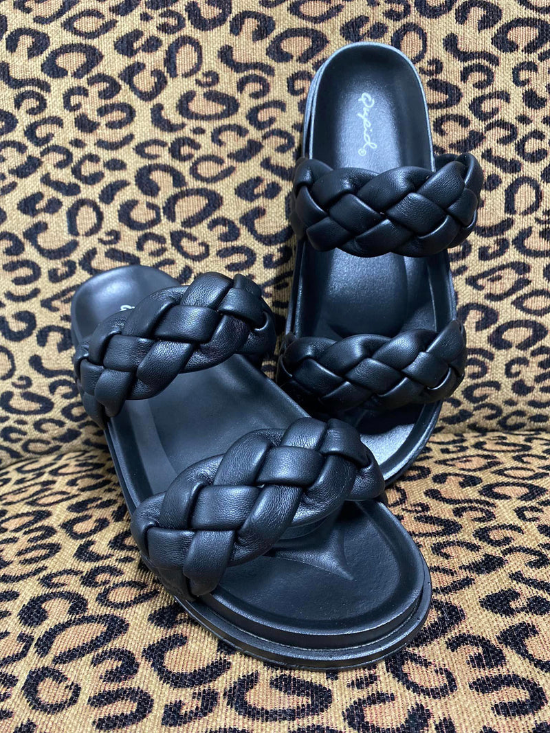 Open Toe Casual Slide Sandal - Black S6003