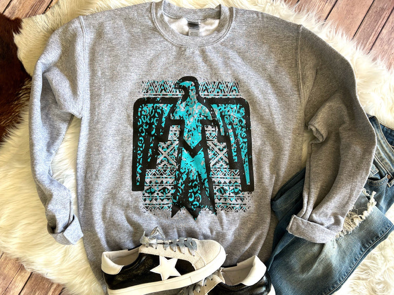 Aztec Thunderbird Gray Sweatshirt