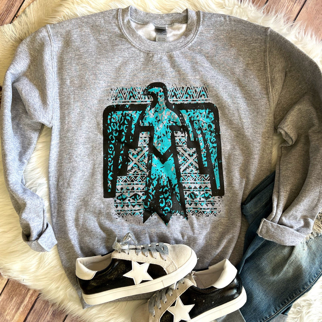 Aztec Thunderbird Gray Sweatshirt