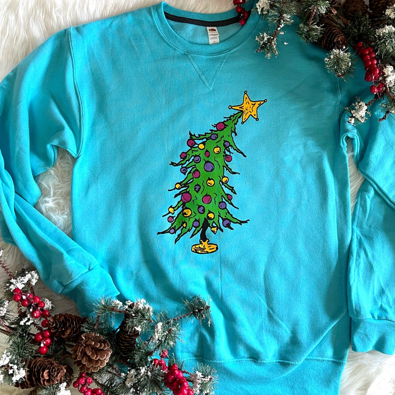 Cutest Christmas Tree Sweatshirt  AQUA