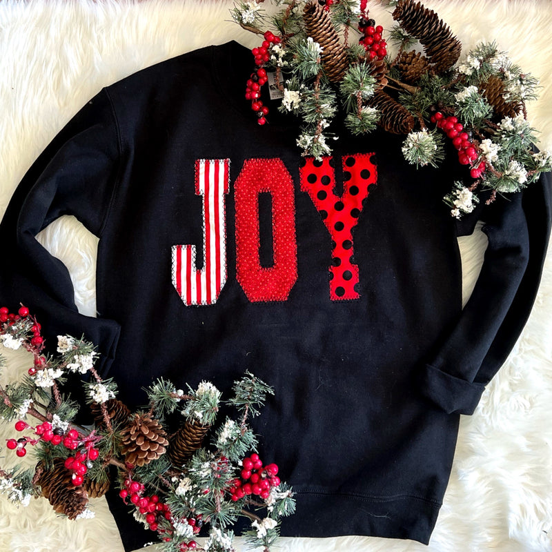 Joy Appliqué Black Sweatshirt
