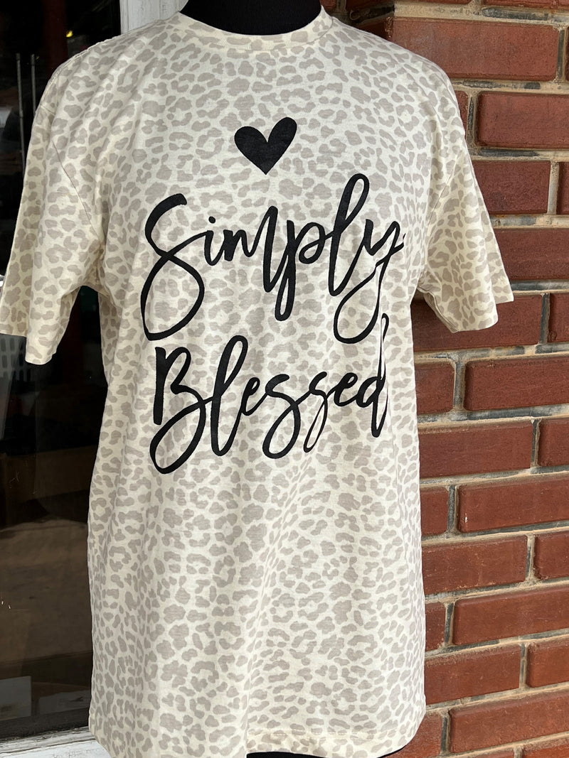 Simply Blessed Cream Leopard Tee