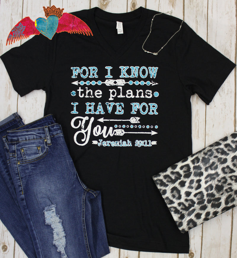 For I Know The Plans V-Neck Tee - Bless UR Heart Boutique