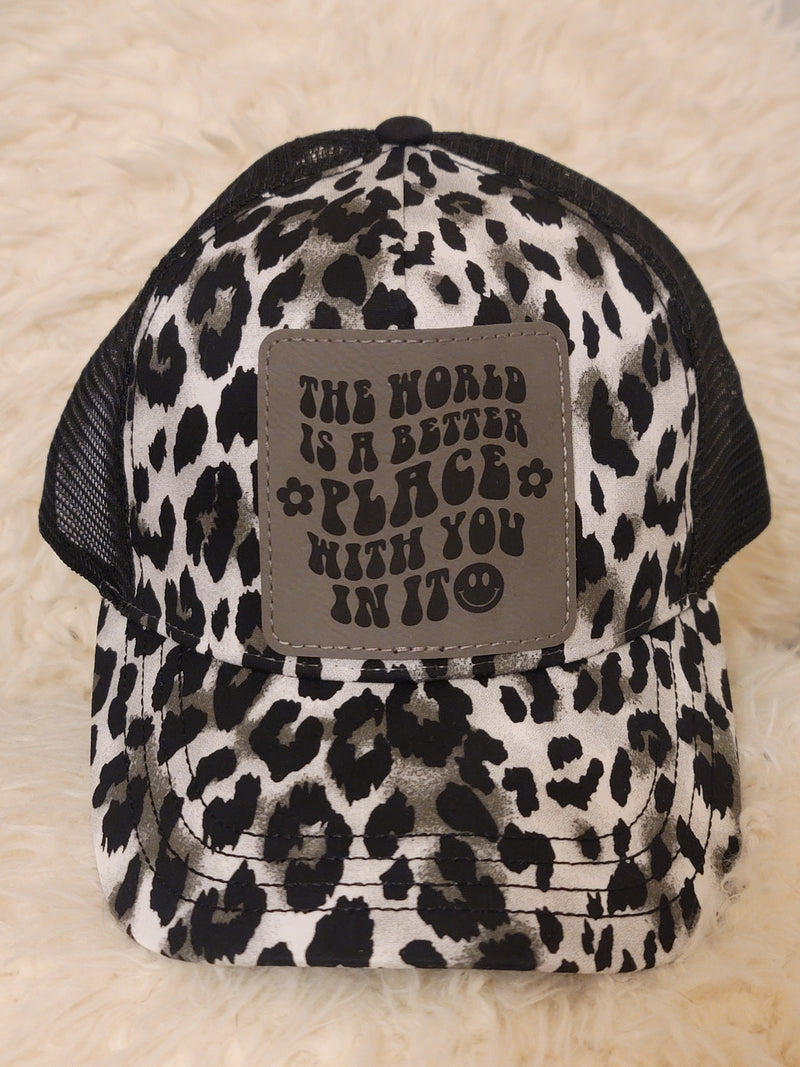 The World is a Better Place Leopard Patch Cap
