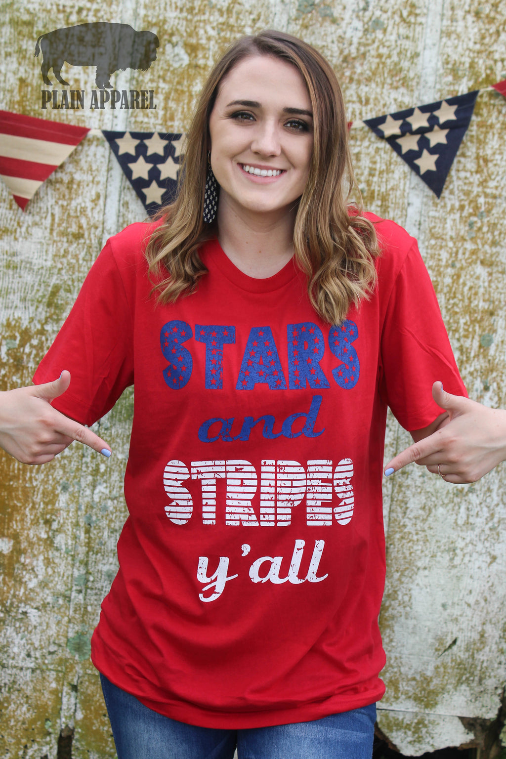 Stars and Stripes Y'all Crew Neck Tee - Bless UR Heart Boutique