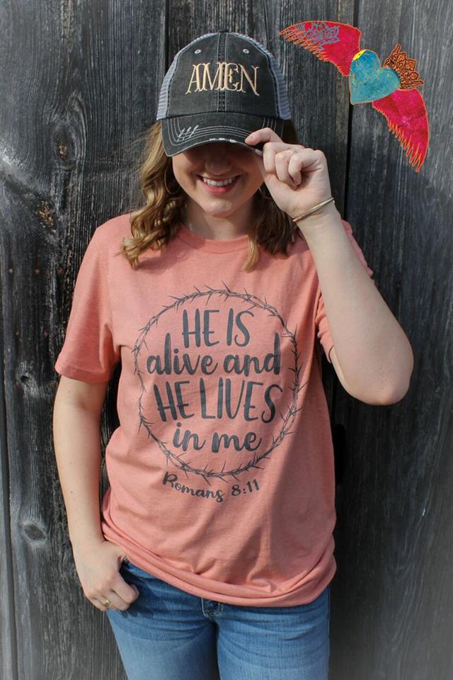 He Is Alive Crew Neck Tee - Bless UR Heart Boutique
