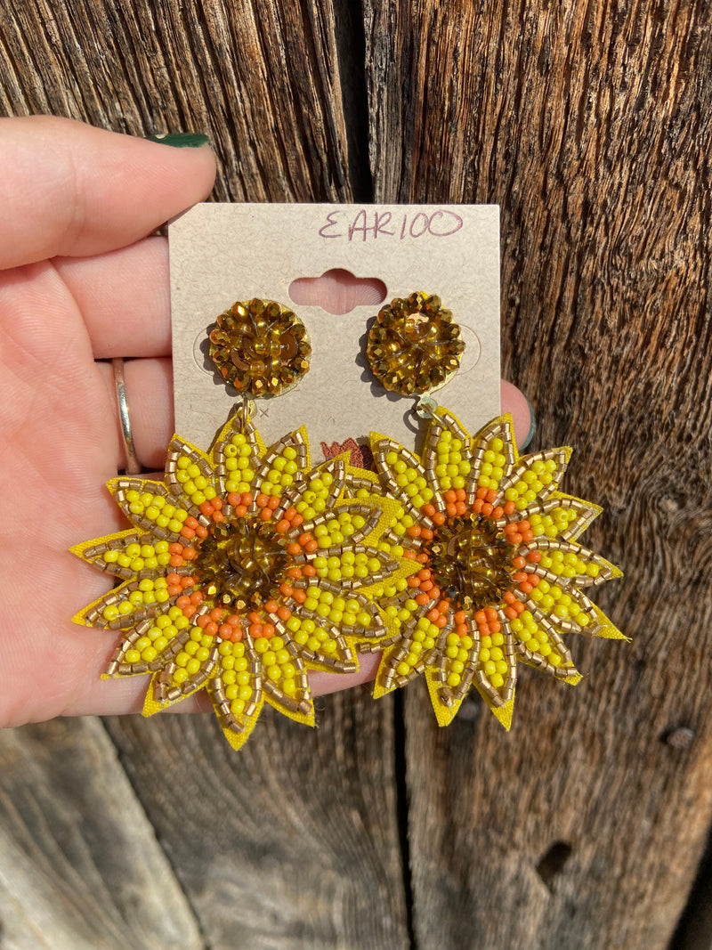 Sunflower Beaded Earrings EAR100