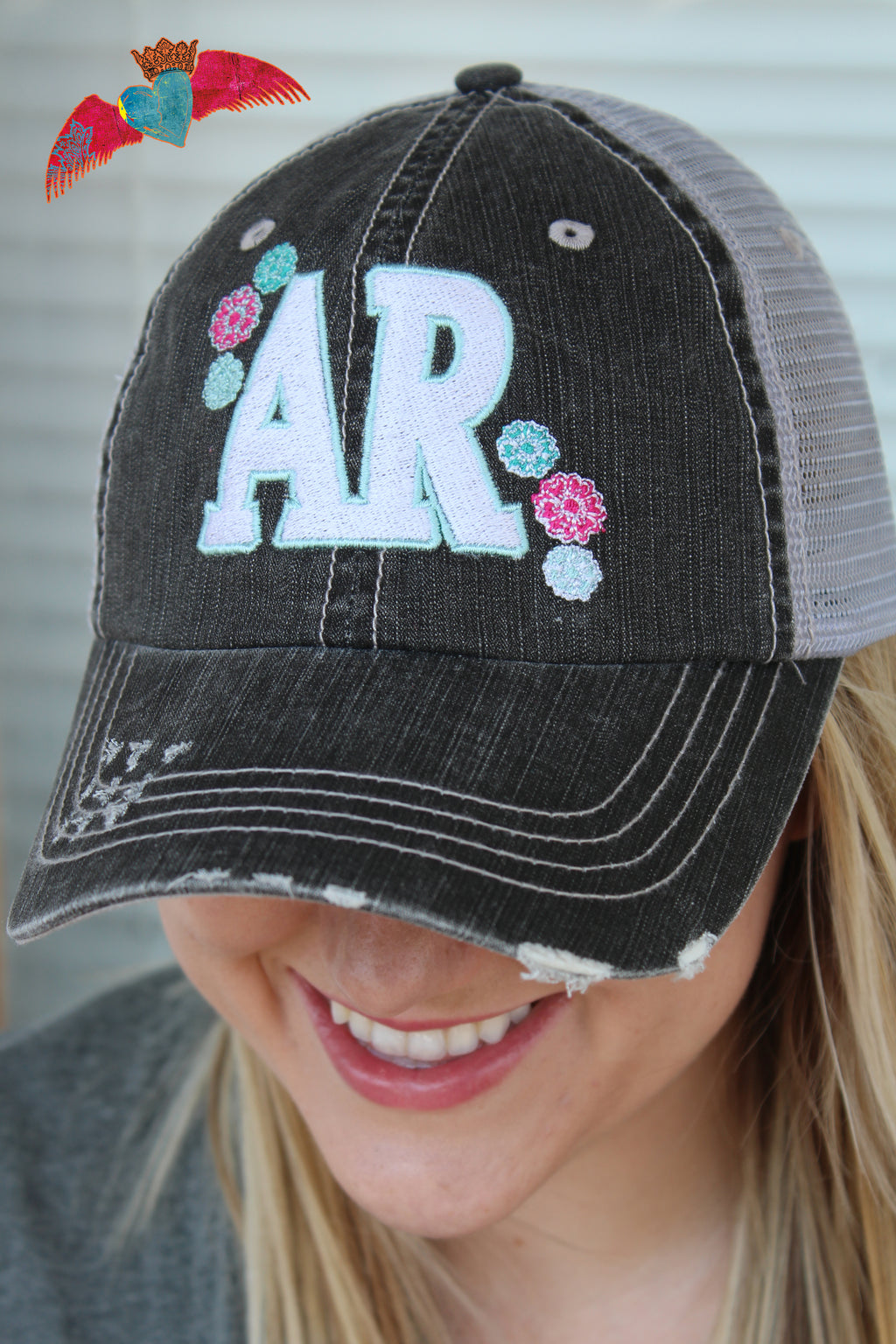 AR Floral Ball Cap (Arkansas) - Bless UR Heart Boutique