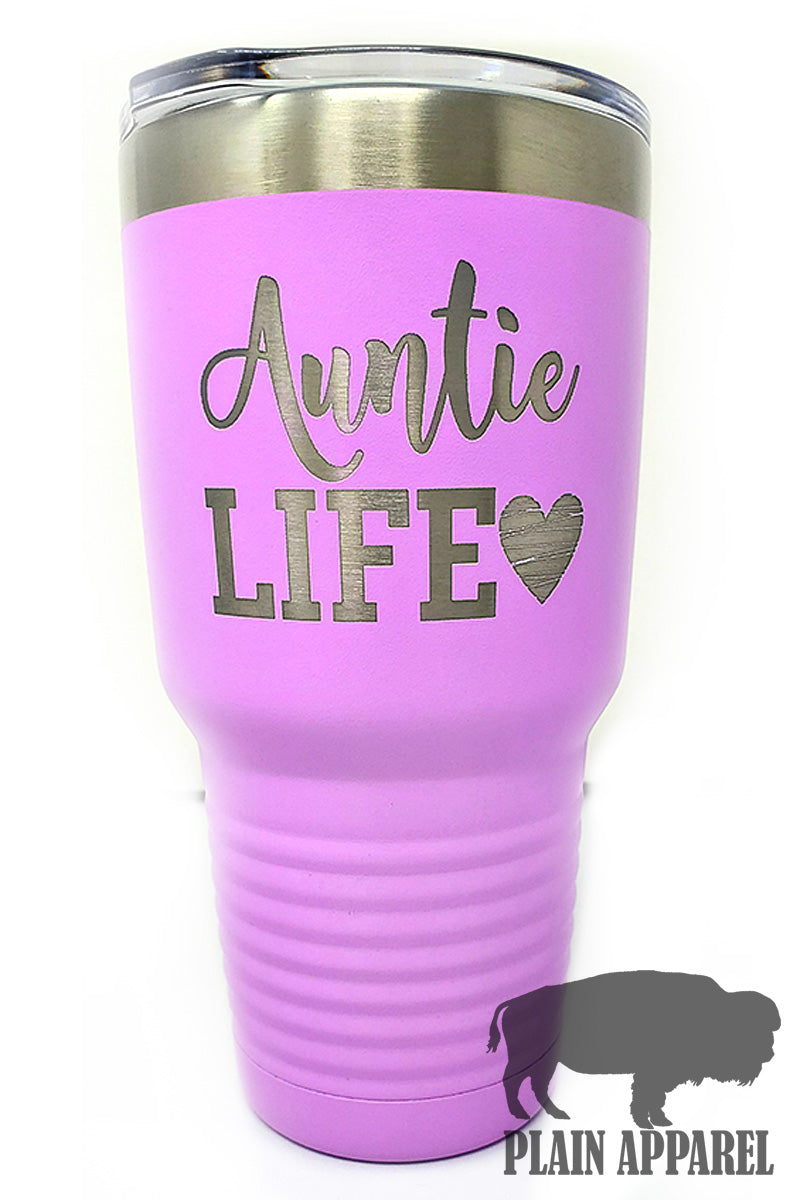 Auntie Life (with the Heart) Engraved Tumbler - Bless UR Heart Boutique