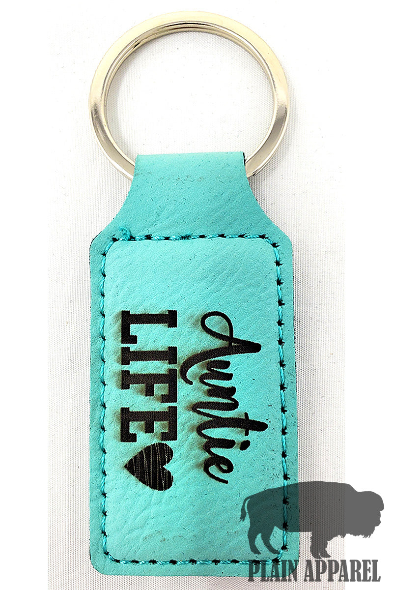 Auntie Life ( Heart ) Engraved Keychain - Bless UR Heart Boutique
