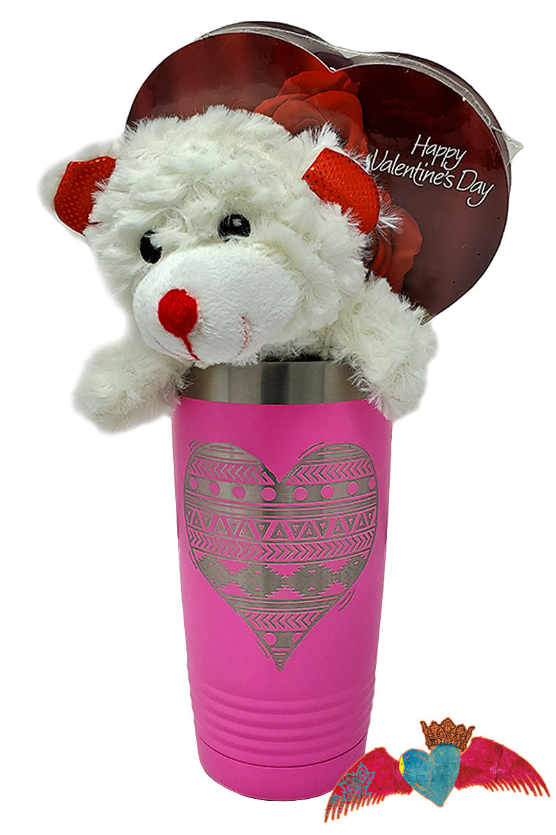 Pink Aztec Heart Valentine Bouquet - Bless UR Heart Boutique