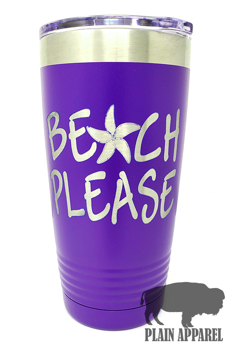 Beach Please Engraved Tumbler - Bless UR Heart Boutique