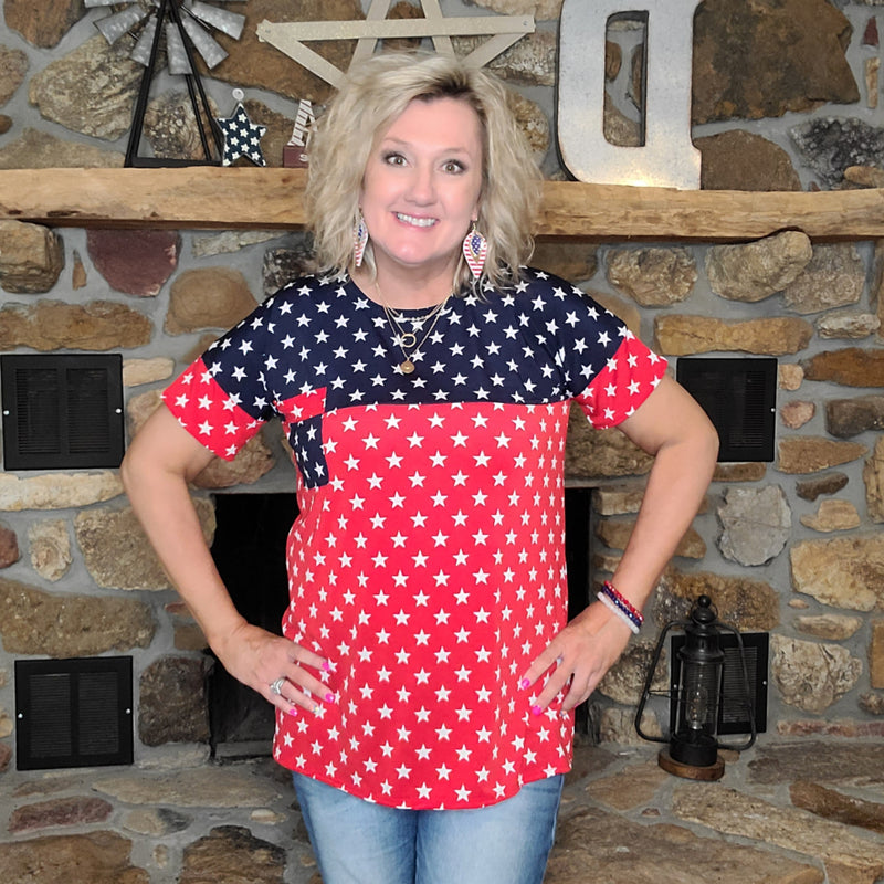 Red and Navy Stars Top TOP126  **FINAL SALE***