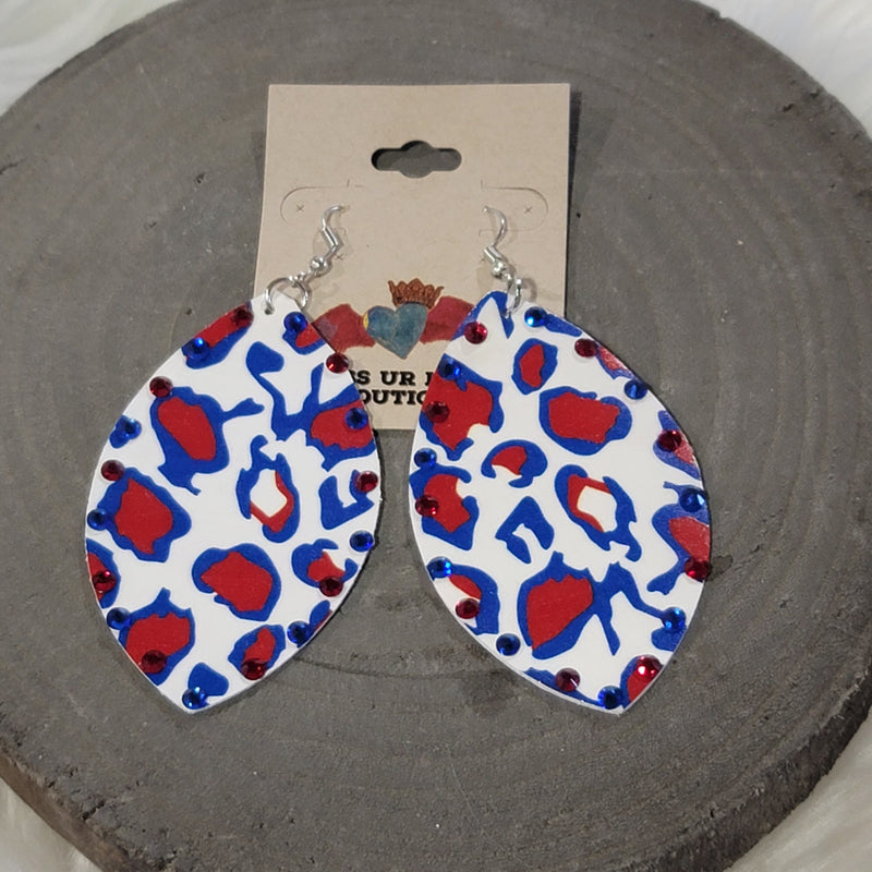 Blue & Red Leopard Earrings EAR1125