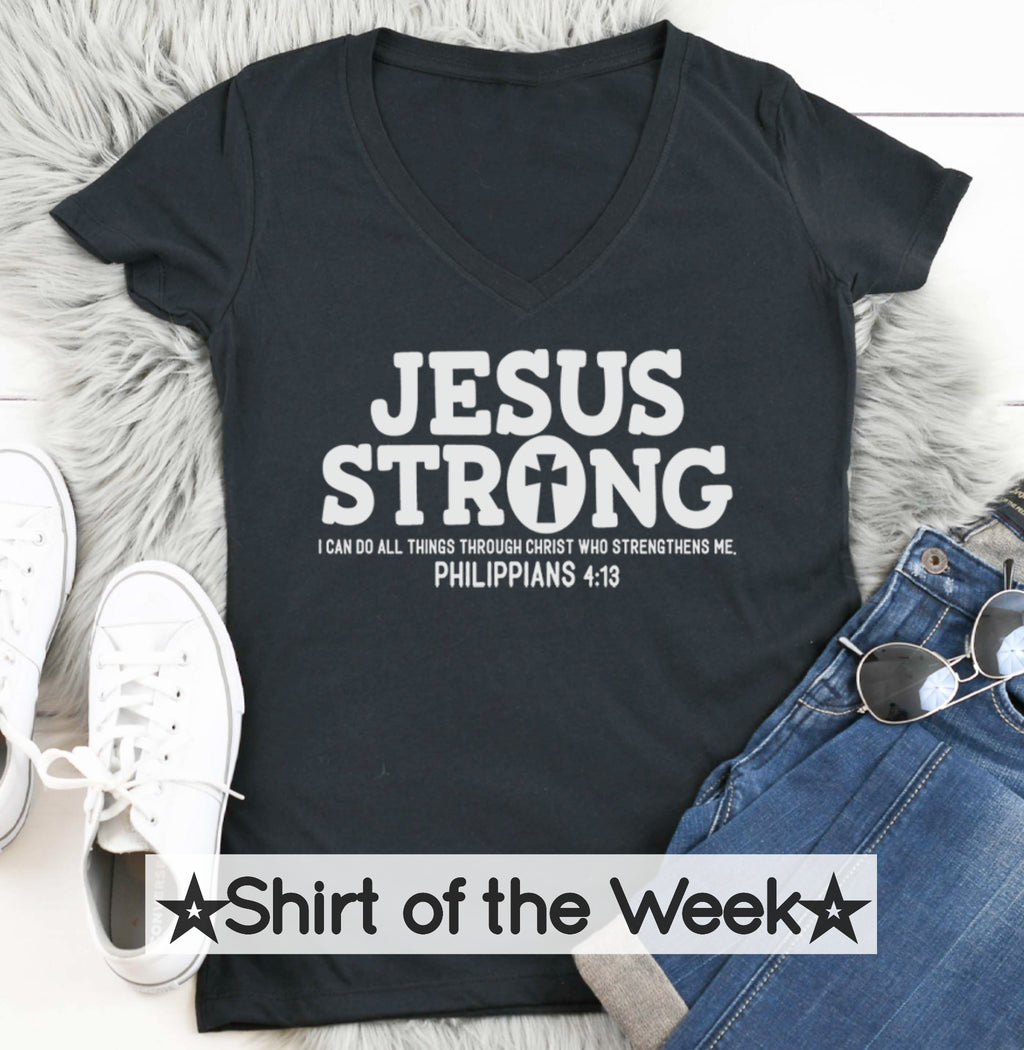 Jesus Strong V-Neck Tee