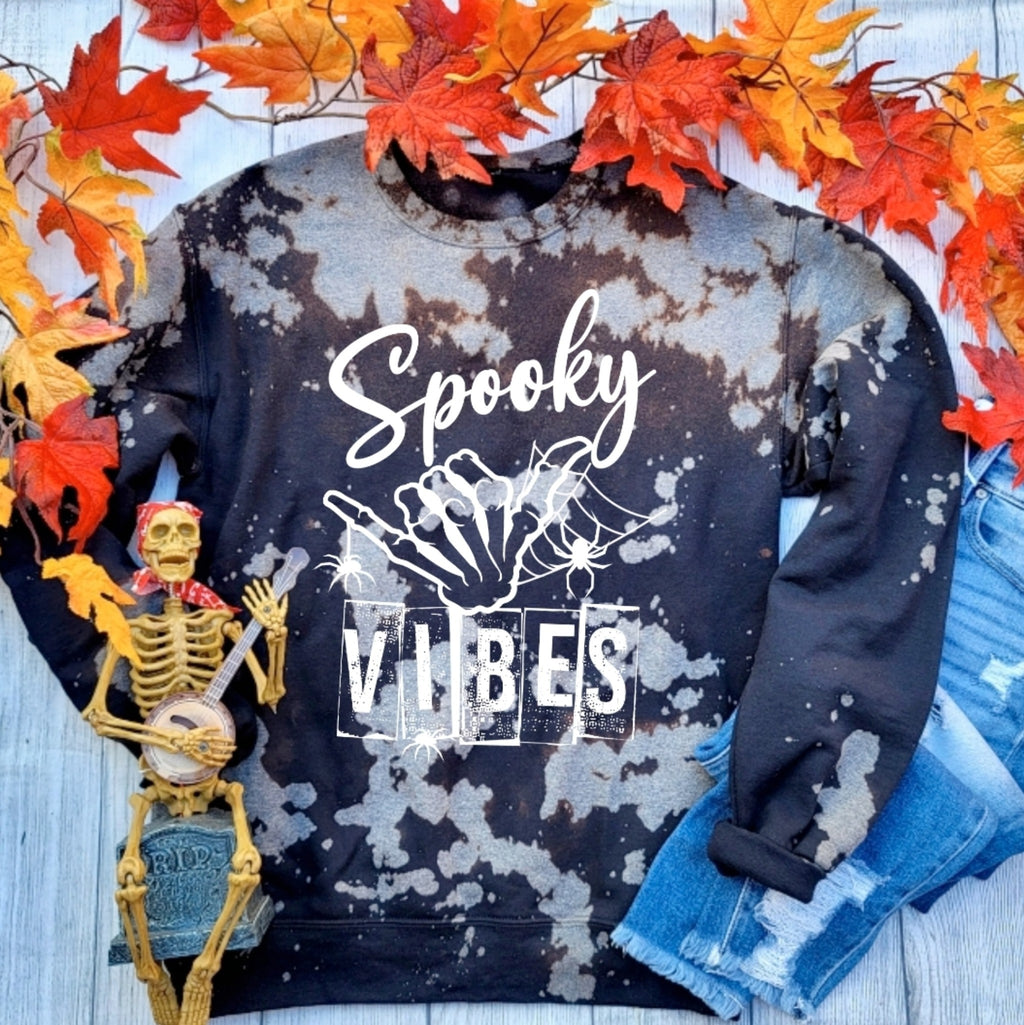 Spooky Vibes Bleached Sweatshirt