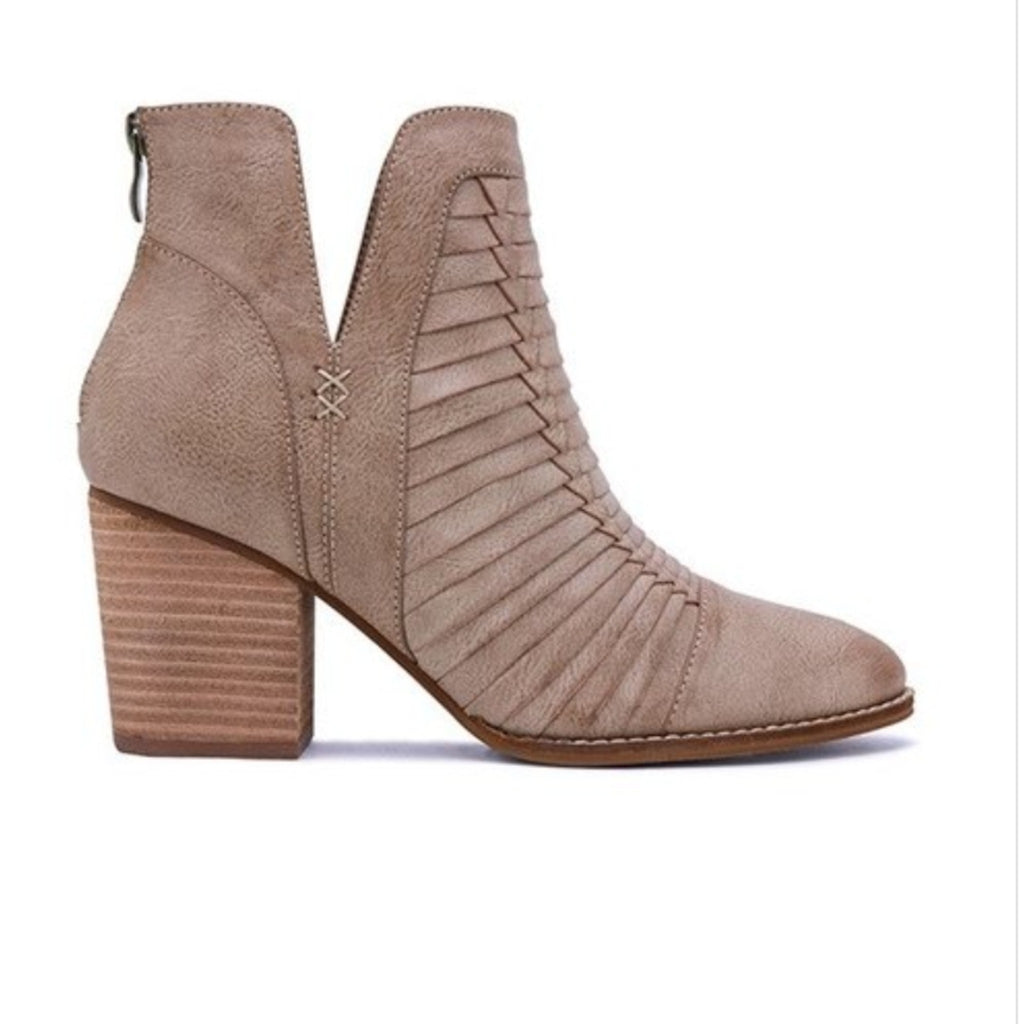 Taupe Woven Booties with Heel SHOE 205