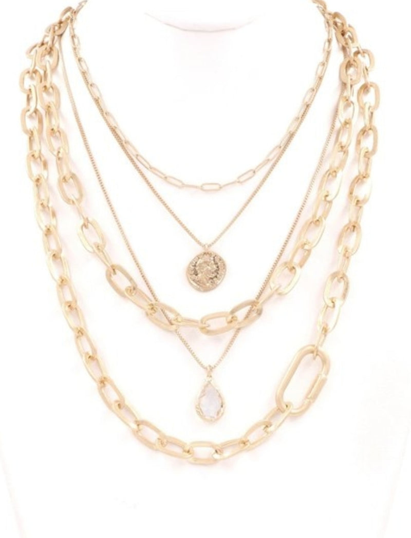 Gold Layered Necklace with Charms Necklace NCK1359