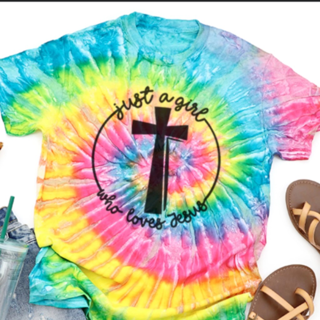 Just a Girl Who Loves Jesus Tie Dye Tee