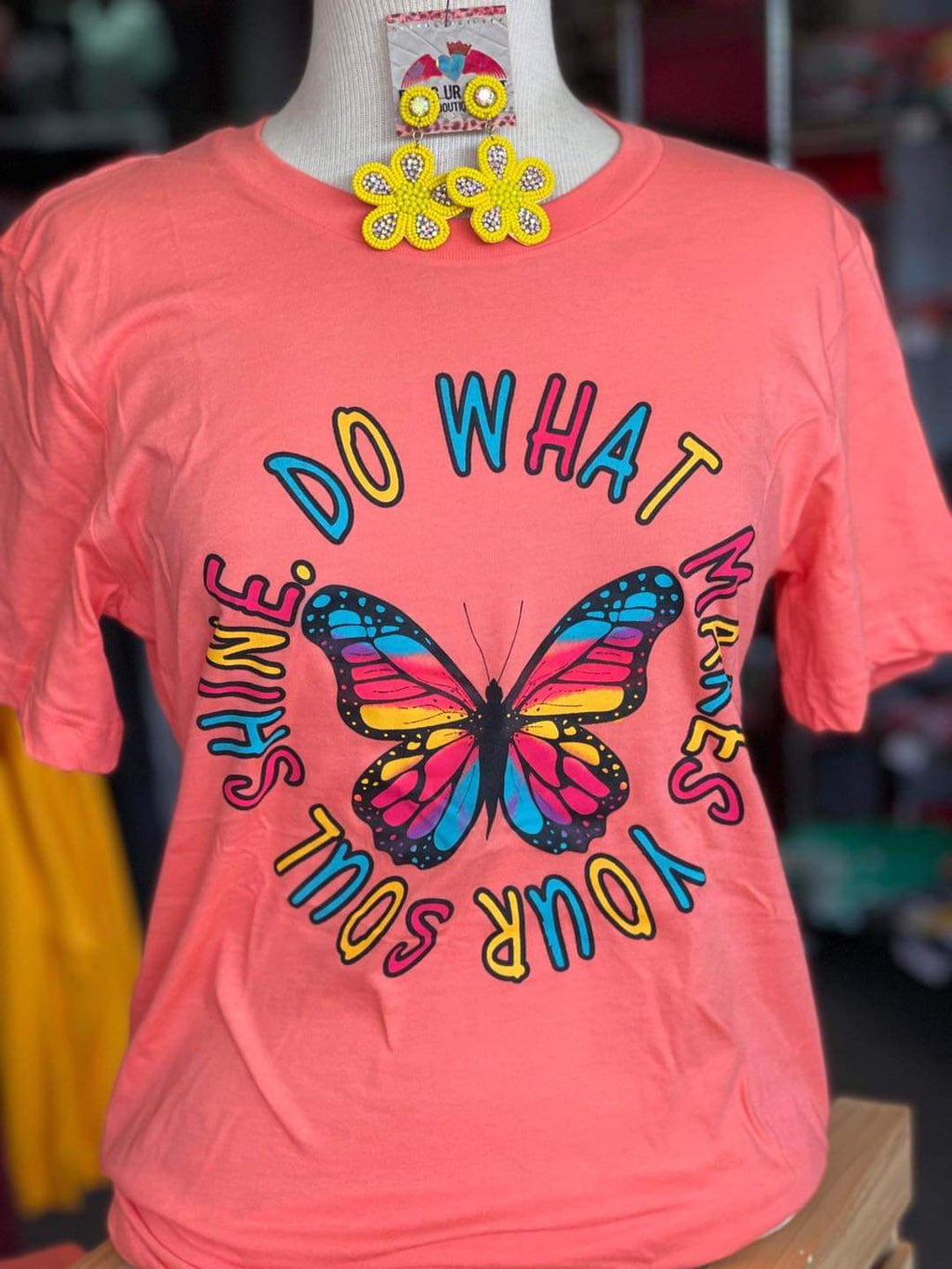 Soul Shine Butterfly Coral Tee