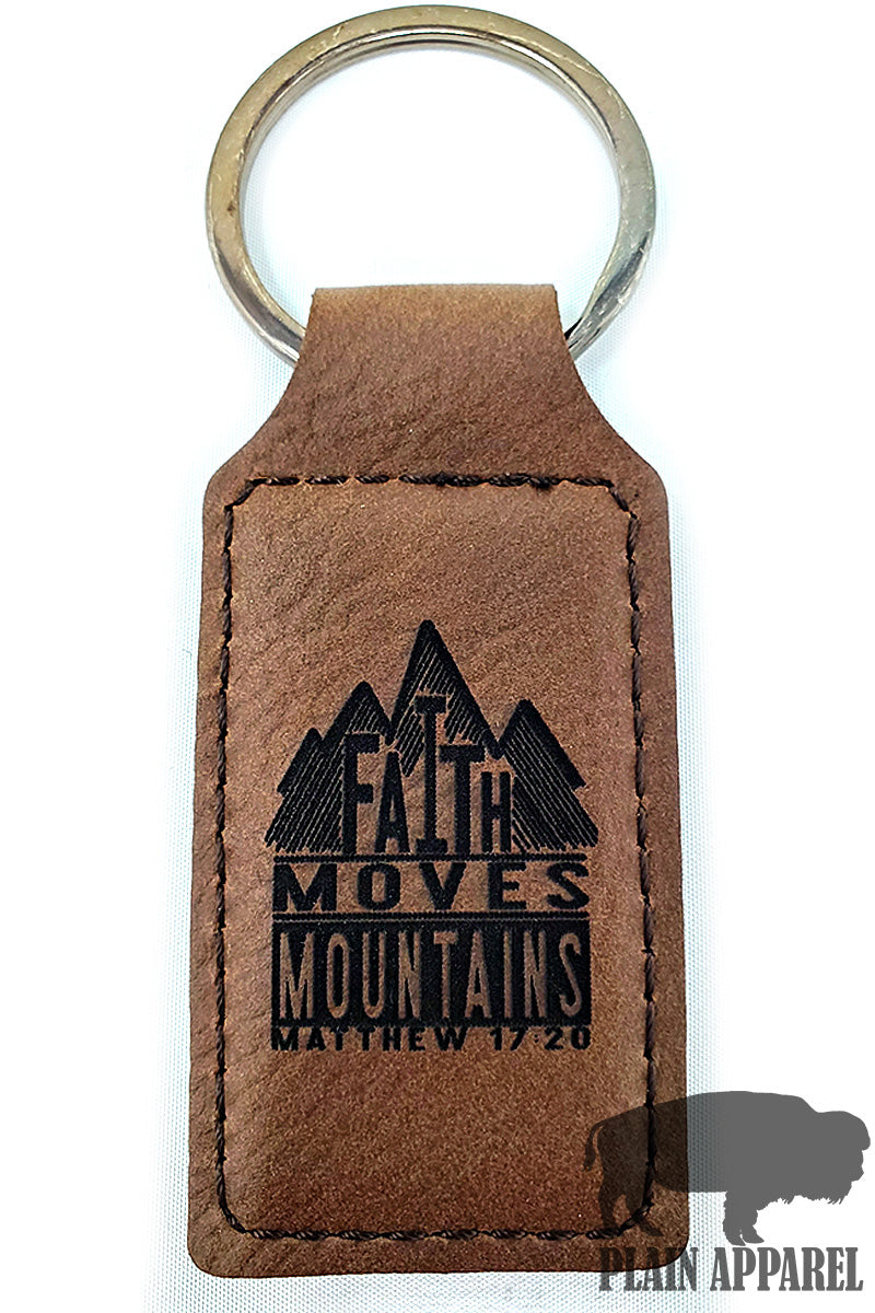 Faith Moves Mountains Engraved Keychain - Bless UR Heart Boutique