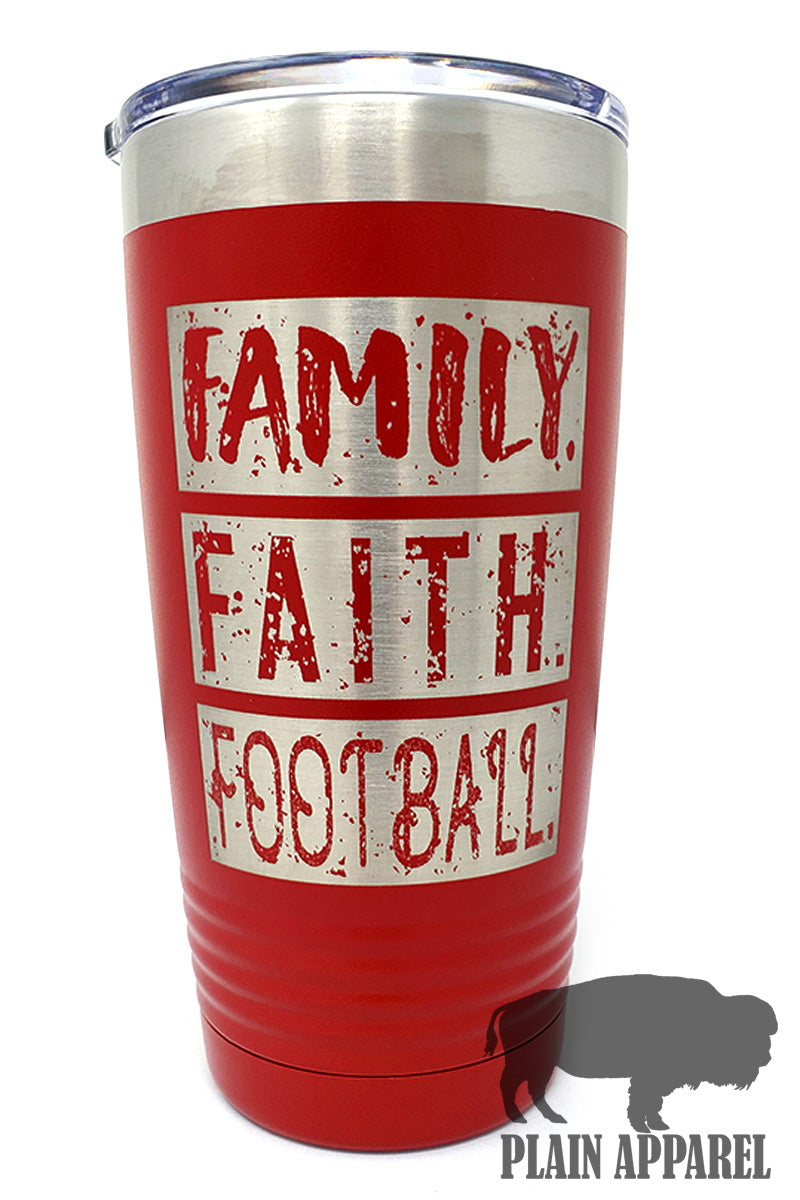 Family Faith Football Engraved Tumbler - Bless UR Heart Boutique