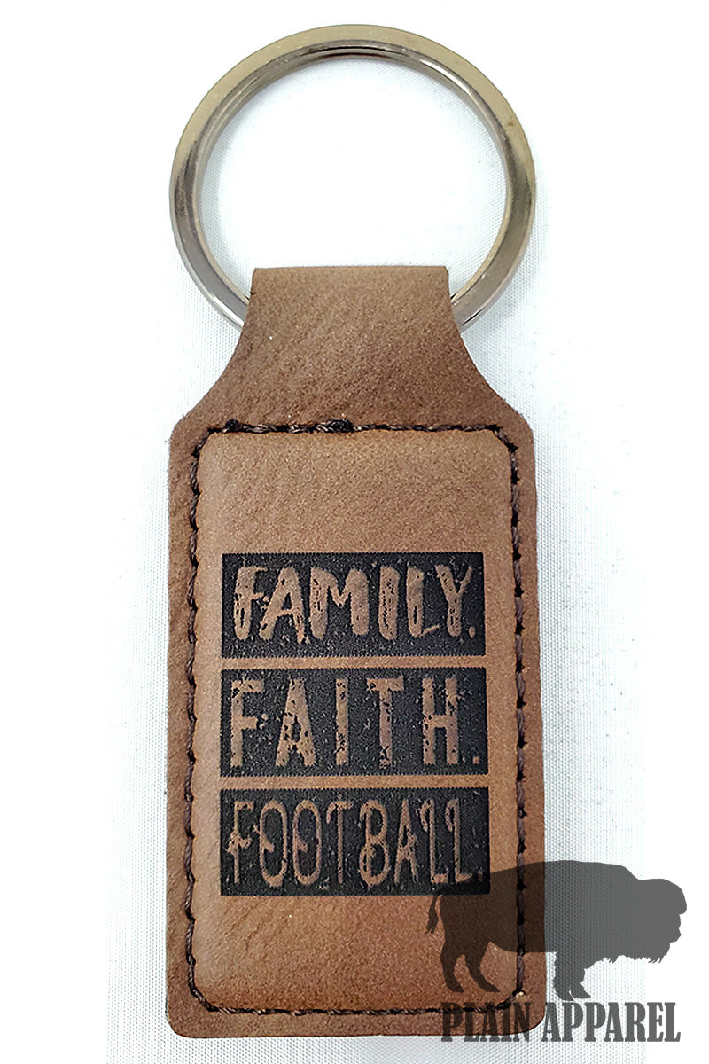 Family Faith Football Engraved Keychain - Bless UR Heart Boutique