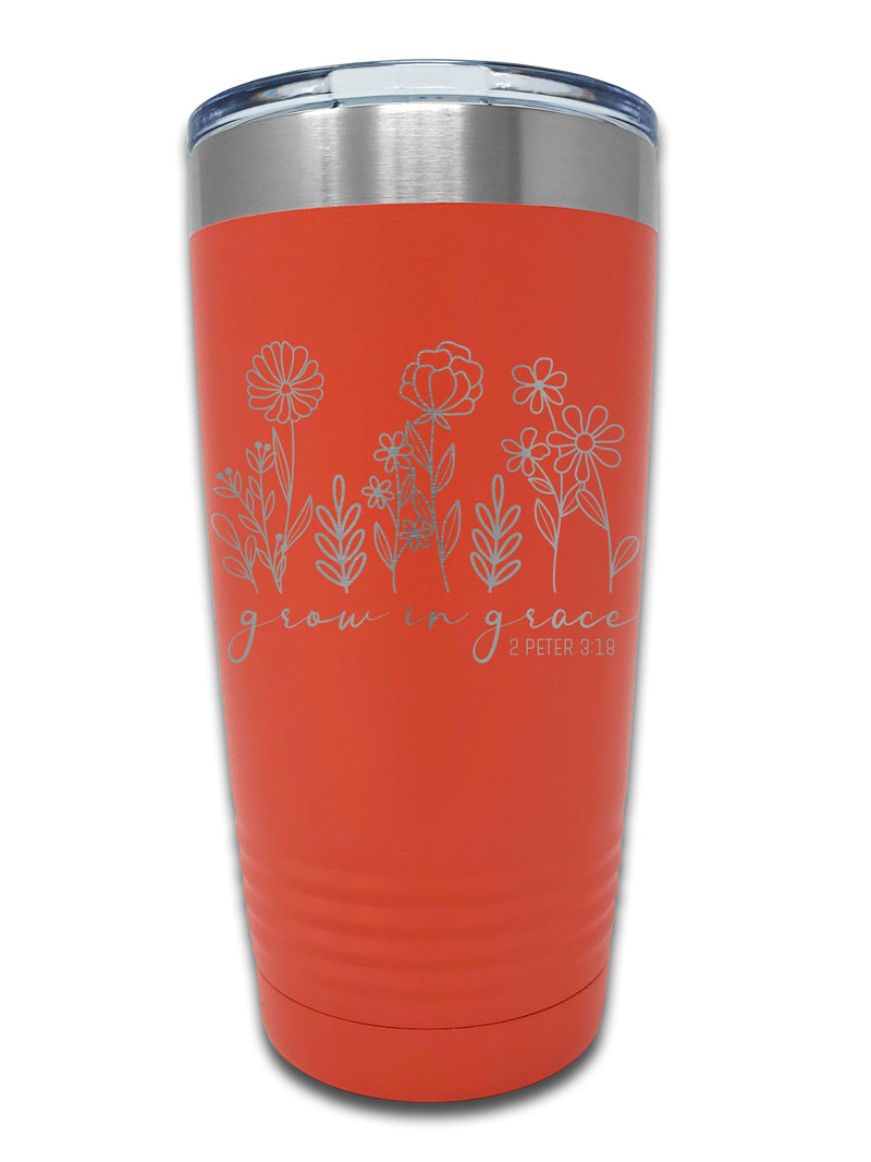 Grow in Grace 20oz Coral Tumbler