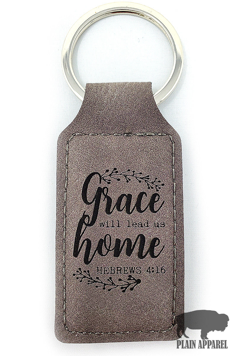 Grace Will Lead Us Home Engraved Keychain - Bless UR Heart Boutique