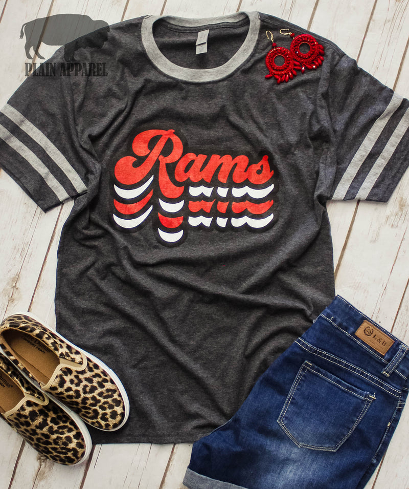 RAMS Retro Stripe Sleeve Tee - Bless UR Heart Boutique