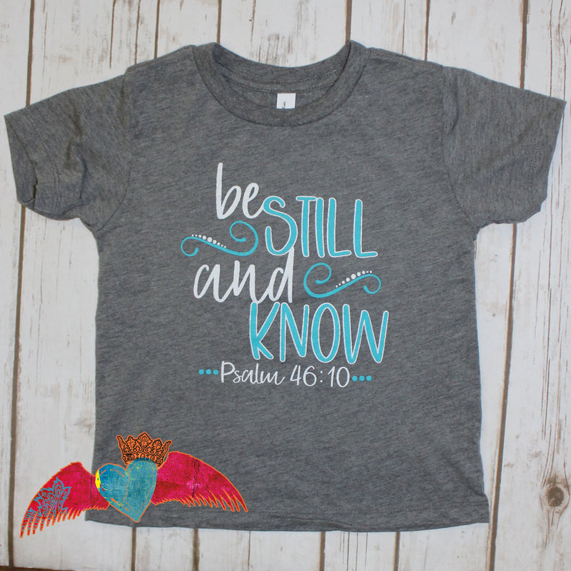 KID Be Still & Know Gray Crew Tee - Bless UR Heart Boutique
