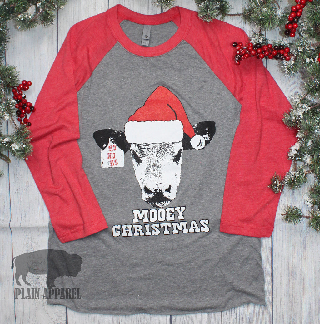 Mooey Christmas Raglan Tee - Bless UR Heart Boutique