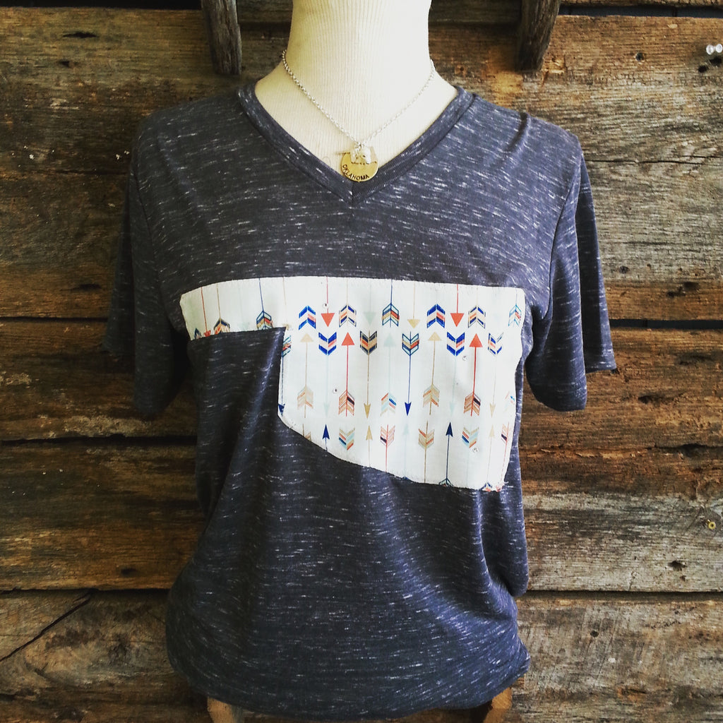 Oklahoma Arrows on Bella V-Neck - Bless UR Heart Boutique