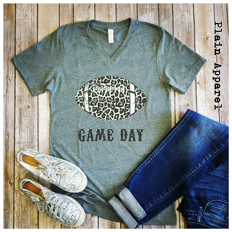 Leopard Football V-Neck 🏈 - Bless UR Heart Boutique