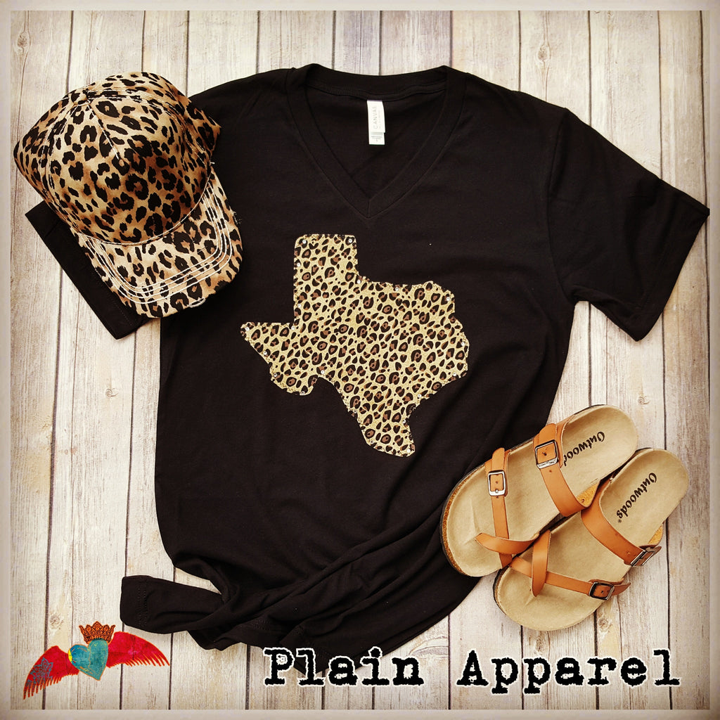 Texas Leopard V-Neck - Bless UR Heart Boutique